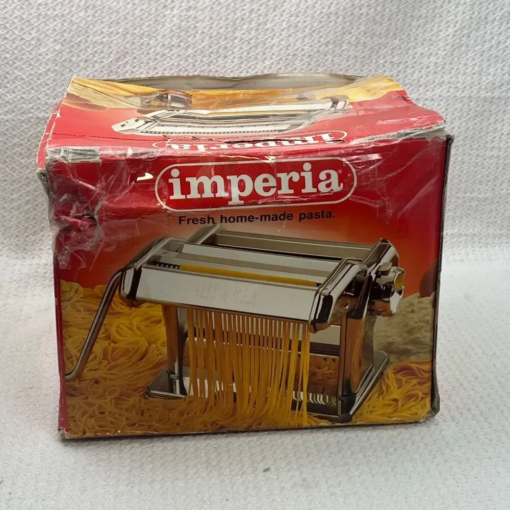 Imperia SP150 Pasta Machine Made in Italy Chrome w Cutter Clamp Crank in Box